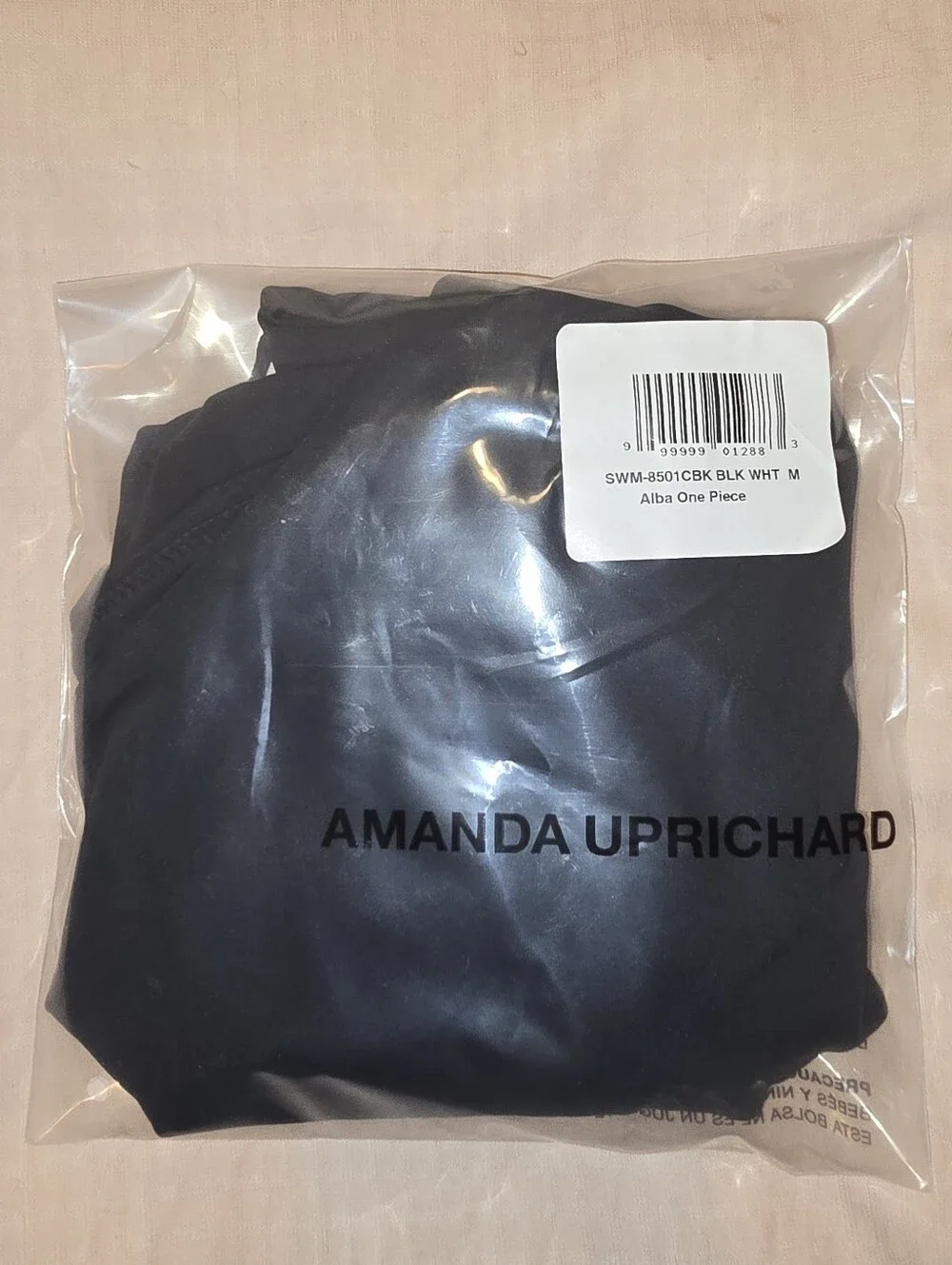 NWT Amanda Uprichard Black & White Bandeau Scoop Back One-Piece Sz- S/M